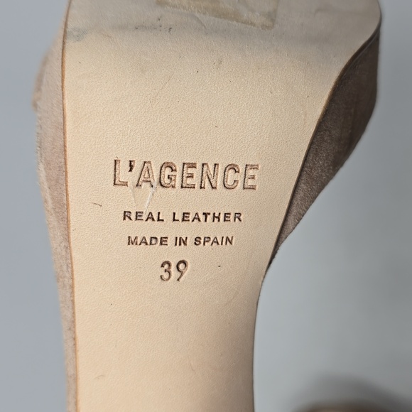 L'Agence Ankle Strap 105mm Platform Heel Nude Suede Size 39 - Picture 6 of 6